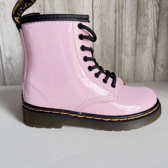 Girl's Grade School 1460 “Pale Pink” Patent Combat Boots Size 8 - Picture 8 of 16